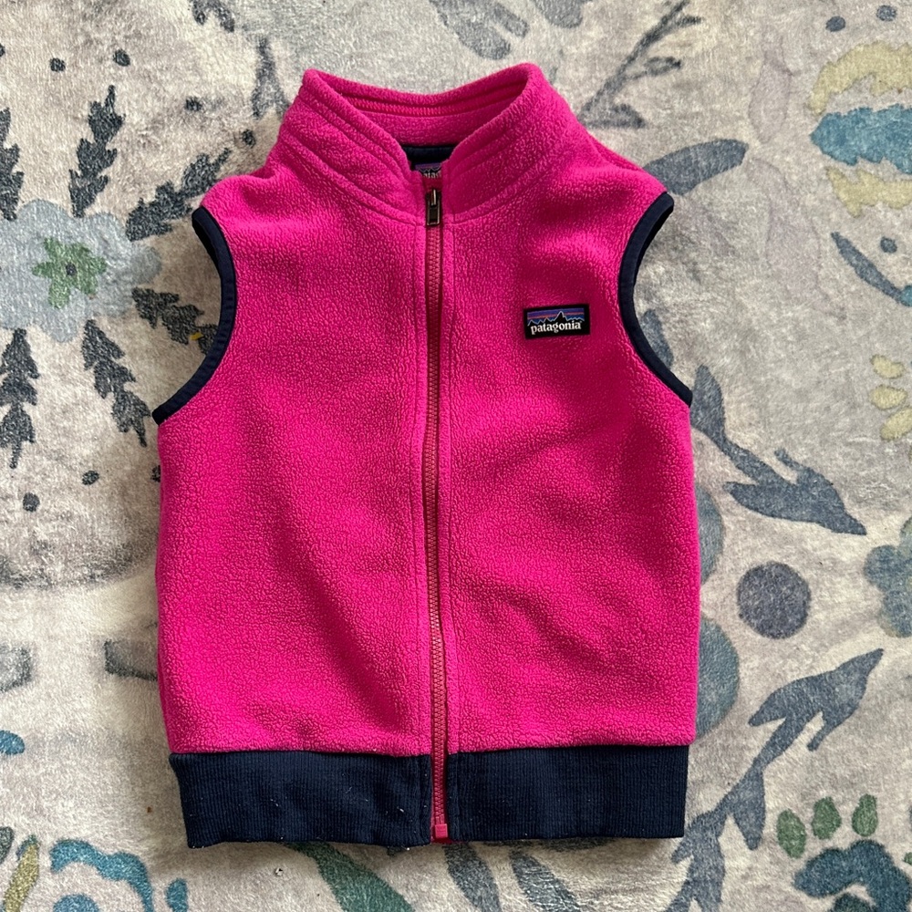3T Patagonia Fuchsia Fleece Vest with Navy Accents